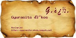 Gyurasits Ákos névjegykártya